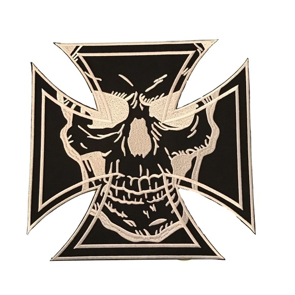 Skull Cross Back Patch Biker Iron or Sew on Patch Biker Sew on Patch - Picture 2 of 4